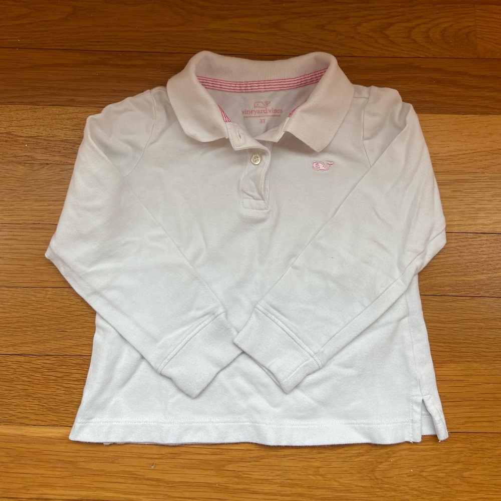 Vineyard Vines 3T collared shirt, white pink.  No stains, EUC!